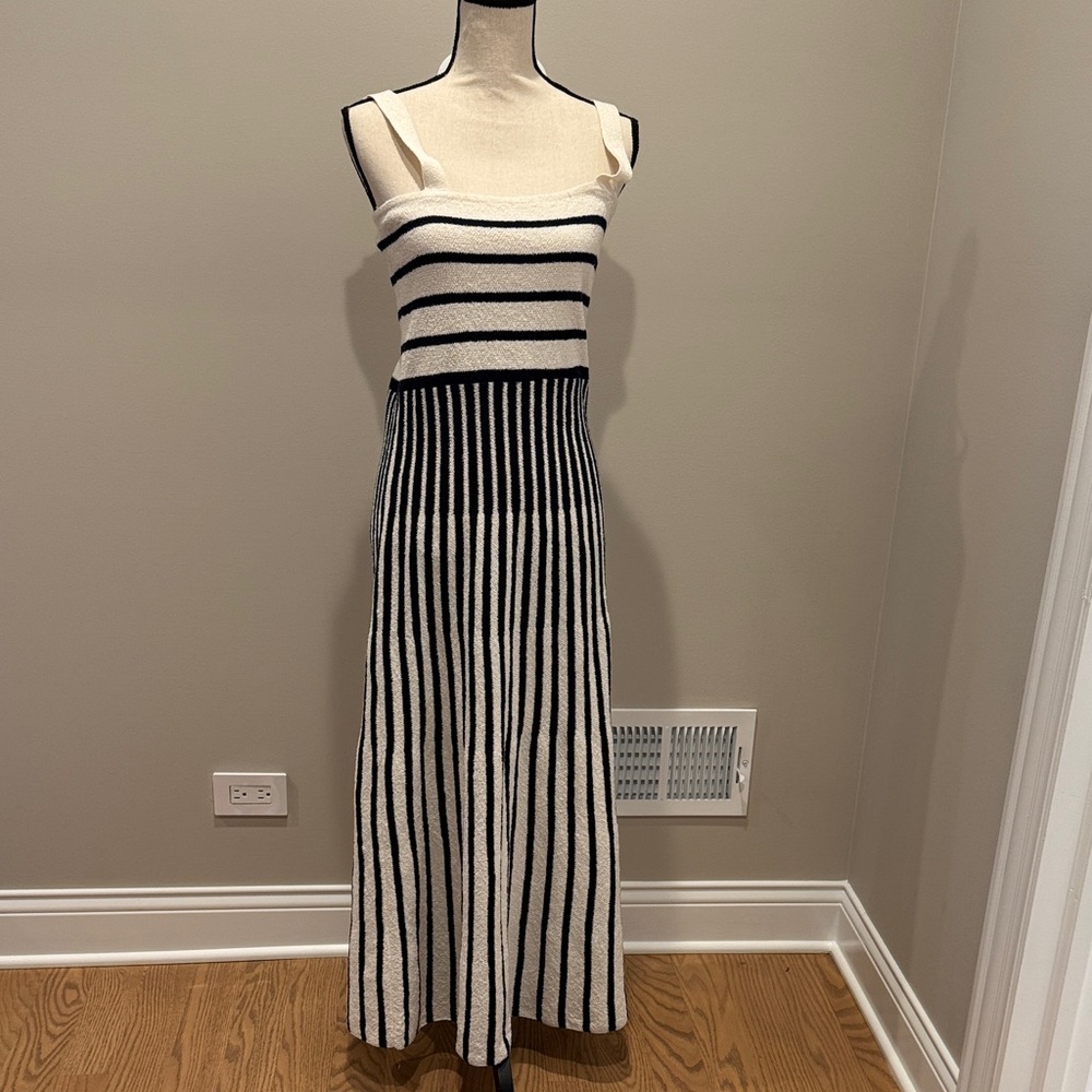 Striped navy blue and White Maxi Dress